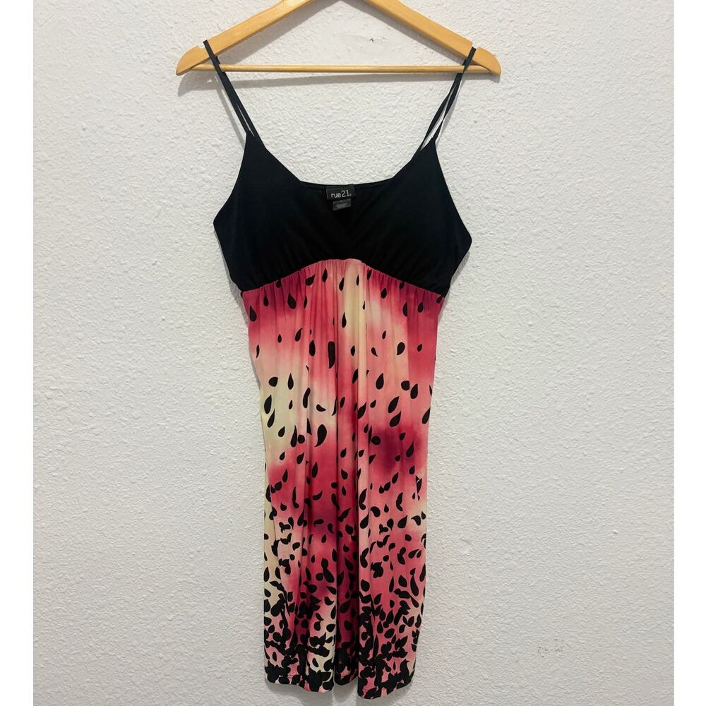 y2k rue21 dress flame pattern pink red